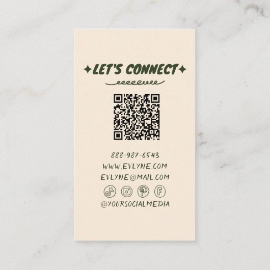 QR Code Hand getekend Kleurrijke Retro Funky Bloem Visitekaartje (Achterkant)