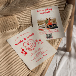 QR-code Hand getrokken rode eigenzinnige taart Fot Kaart