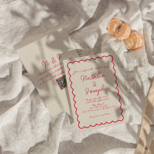 QR Code Handgeschreven Kleurrijke Retro Unieke Huw Kaart