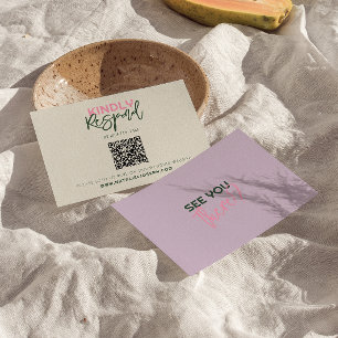 QR-code Handgeschreven Whimsical Unique Wedding RSVP Kaartje