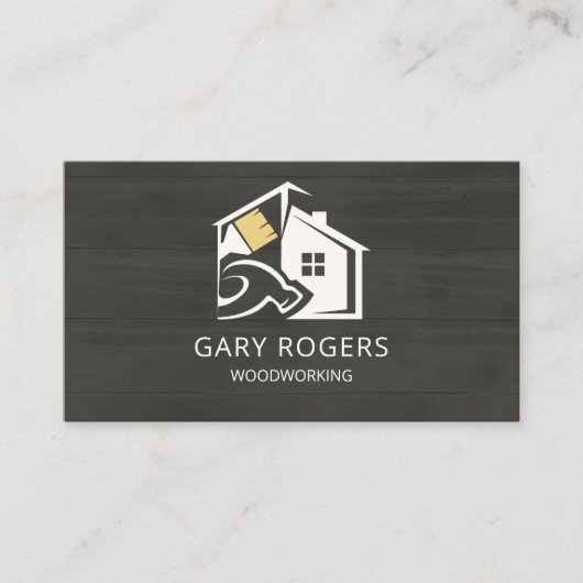 QR Code Handyman Wood Carte de visite (Devant)