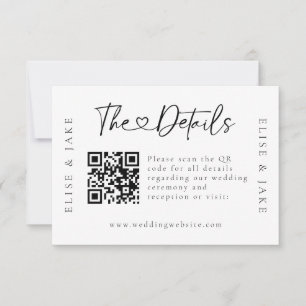 QR Code Hart Lettertype Bruiloft Details Kaart