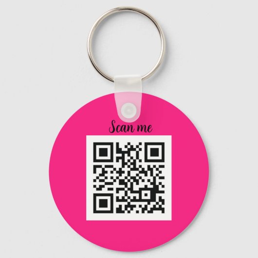 QR Code Heet Roze Elegant Bedrijf Sleutelhanger (Voorkant)