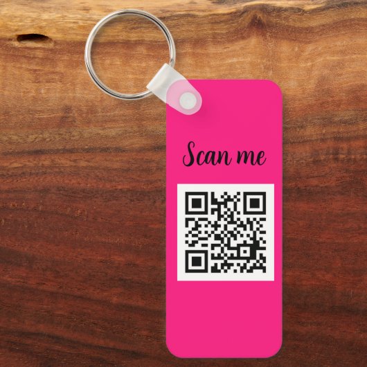 QR Code Heet Roze Elegant Bedrijf Sleutelhanger (Voorkant)