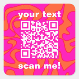 QR Code Heet Roze Sinaasappel Helder Modern Vierkante Sticker
