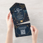 QR Code Hemelmaan Gouden Huwelijk All In One Uitnodiging (Afscheurbaar)