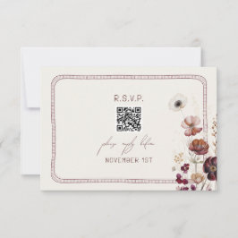 QR Code Herfst Anemoon Bloemen Huwelijk RSVP