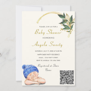 QR-code Het is een Baby shower-uitnodiging voor he