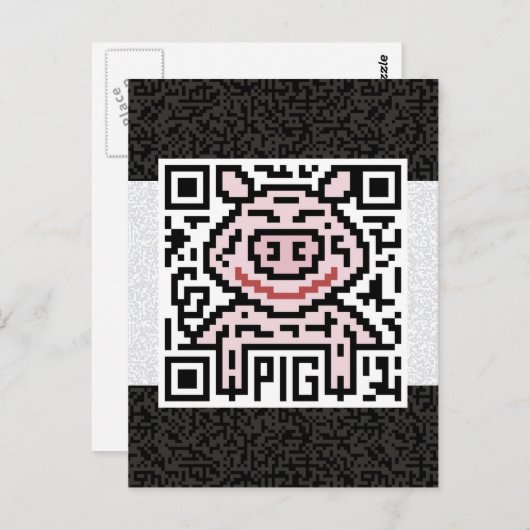 QR-code het varken Briefkaart (Voorkant / Achterkant)