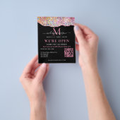 QR Code Holografische Agaat Glitter We're Open Zwa Flyer (Hand)