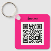 QR-code Hot Pink Elegant Business Sleutelhanger (Voorkant)