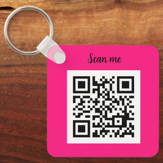 QR-code Hot Pink Elegant Business Sleutelhanger (Voorkant)