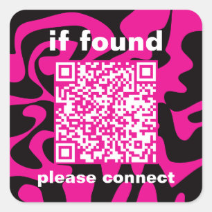 QR Code hot pink schattig verloren gevonden Vierkante Sticker