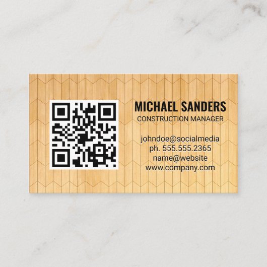 QR-code | Houten Comité Patroon Visitekaartje (Voorkant)