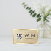 QR-code houtnerf | Gouden rand Visitekaartje (Staand voorkant)