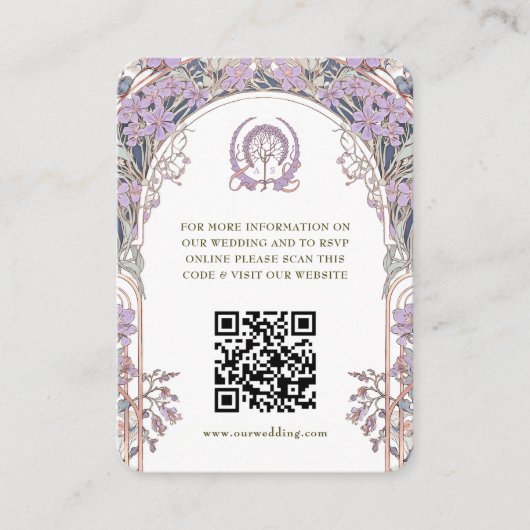 QR Code Huwelijk Website Info Art Nouveau Informatiekaartje (Voorkant)