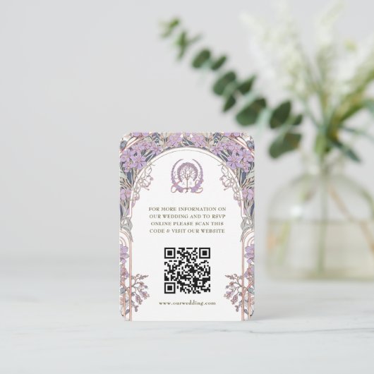 QR Code Huwelijk Website Info Art Nouveau Informatiekaartje (Staand voorkant)