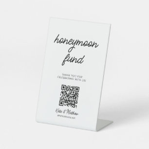 QR-code huwelijksfonds Honeymoon Reclamebord Met Voetstuk