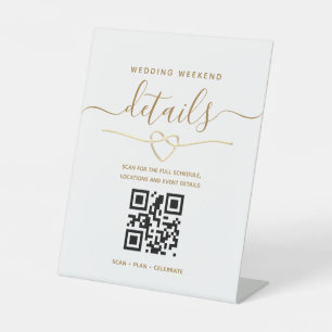 QR-code huwelijksweekend details Reclamebord Met Voetstuk