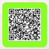 QR-code in fluorescerend groen Vierkante Kartonnen Onderzetter (Voorkant)