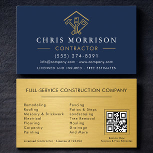 QR-code industriële woningverbetering marineblauw Visitekaartje