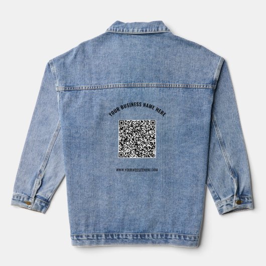 QR Code Info en aangepaste tekst Business Denim Ja Denim Jacket (Achterkant)