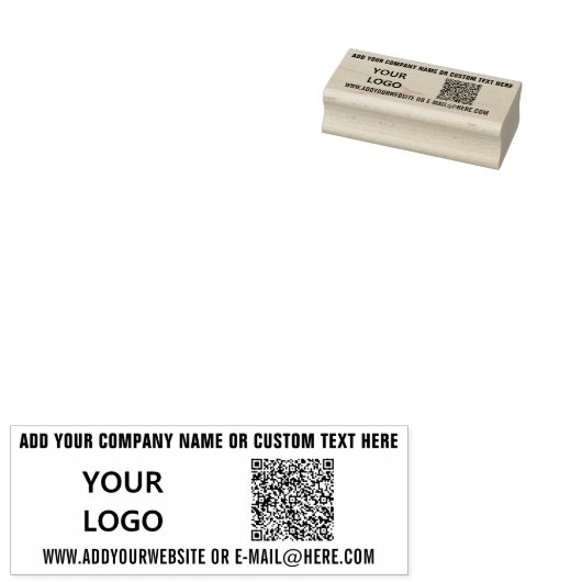 QR Code Info Logo Naam Website Rubber Stempel (Gestempeld)