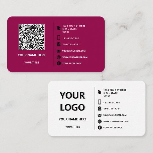 QR Code Info Logo Tekst Visitekaartje Aangepaste k (Voorkant / Achterkant)