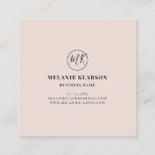 QR Code Initiaal Minimale monogram zwart en ivoor Vierkante Visitekaartje (Achterkant)