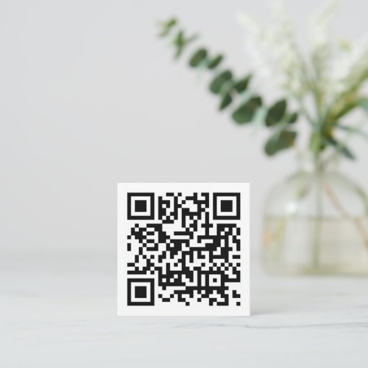QR Code Initiaal Minimale monogram zwart-wit Vierkante Visitekaartje (Staand voorkant)