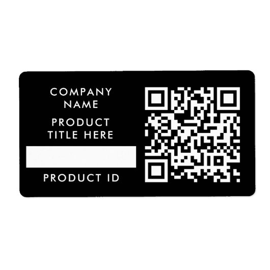 QR-code inventaris | Zwarte bedrijfsproductvoorraa Etiket (Voorkant)