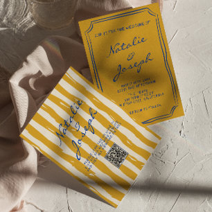 QR Code Italiaans Hand Geschreven Pinstripes Huwel Kaart