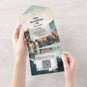 QR Code Italië Comomeer Bestemming Bruiloft All In One Uitnodiging (Afscheurbaar)