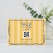 QR Code Jaune Bleu Bleu Mariage Floral QR RSVP (Debout devant)