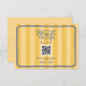 QR Code Jaune Bleu Bleu Mariage Floral QR RSVP (Devant / Derrière)