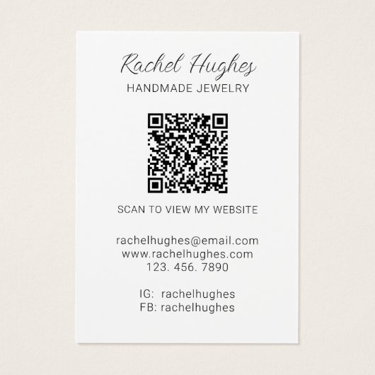 QR Code Jewelry Floral Necklace Display Card (Dos)