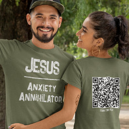 QR Code Jezus - Angstvernietiger Vrees Vrijheid T-shirt