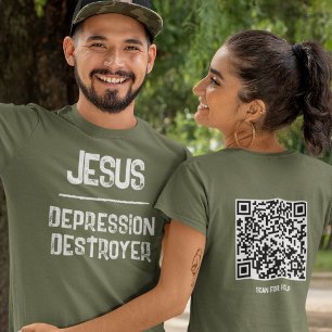 QR Code Jezus - Bijbelteksten die depressie vernie T-shirt