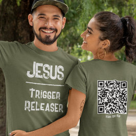 QR Code Jezus Trigger Releaser Vrijheid Christen T-shirt