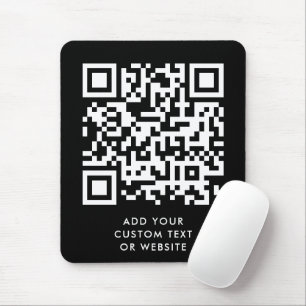 QR-code Jouw tekst Black Modern minimalist Muismat