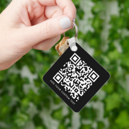 QR-code | Jouw tekst Black Modern minimalist Sleutelhanger