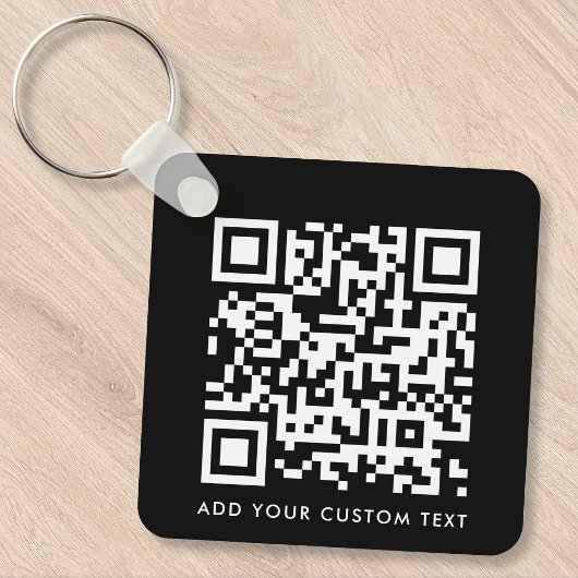 QR-code | Jouw tekst Black Modern minimalist Sleutelhanger