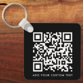 QR-code | Jouw tekst Black Modern minimalist Sleutelhanger (Voorkant)