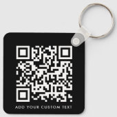 QR-code | Jouw tekst Black Modern minimalist Sleutelhanger (Achterkant)