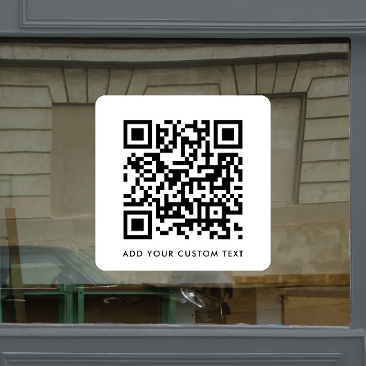 QR-code | Jouw tekst Modern Minimalist Simple Whit Raamsticker