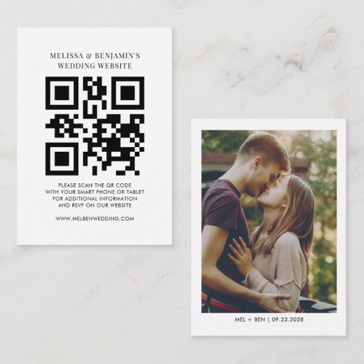 QR-code Kaart van RSVP-behuizing voor bruiloft web (Voorkant / Achterkant)