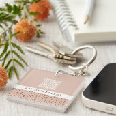 QR CODE kantoor afdeling beige & bruine boho stipp Sleutelhanger (Voorkant Rechts)