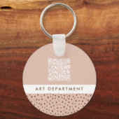 QR CODE kantoor afdeling beige & bruine boho stipp Sleutelhanger (Voorkant)