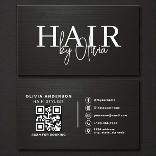 QR Code Kapper Metal Typografie Visitekaartje