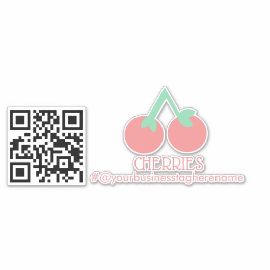 QR Code Kersen Bedrijfsnaam Auto Decal Sticker (Voorkant)